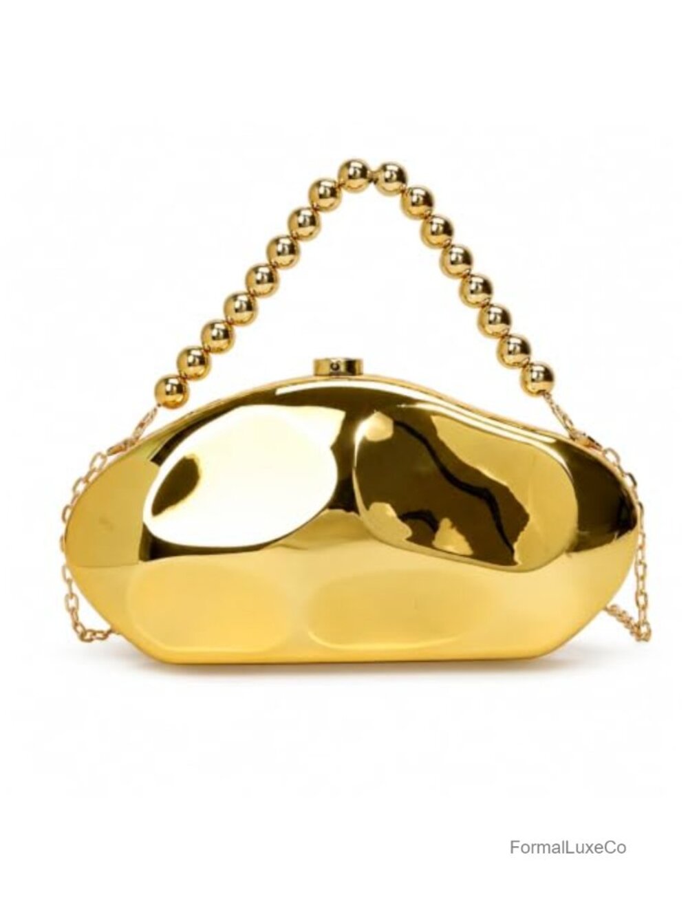 Acrylic Evening Clutch with Beaded Handle & Detachable Chain, Formal Crossbody